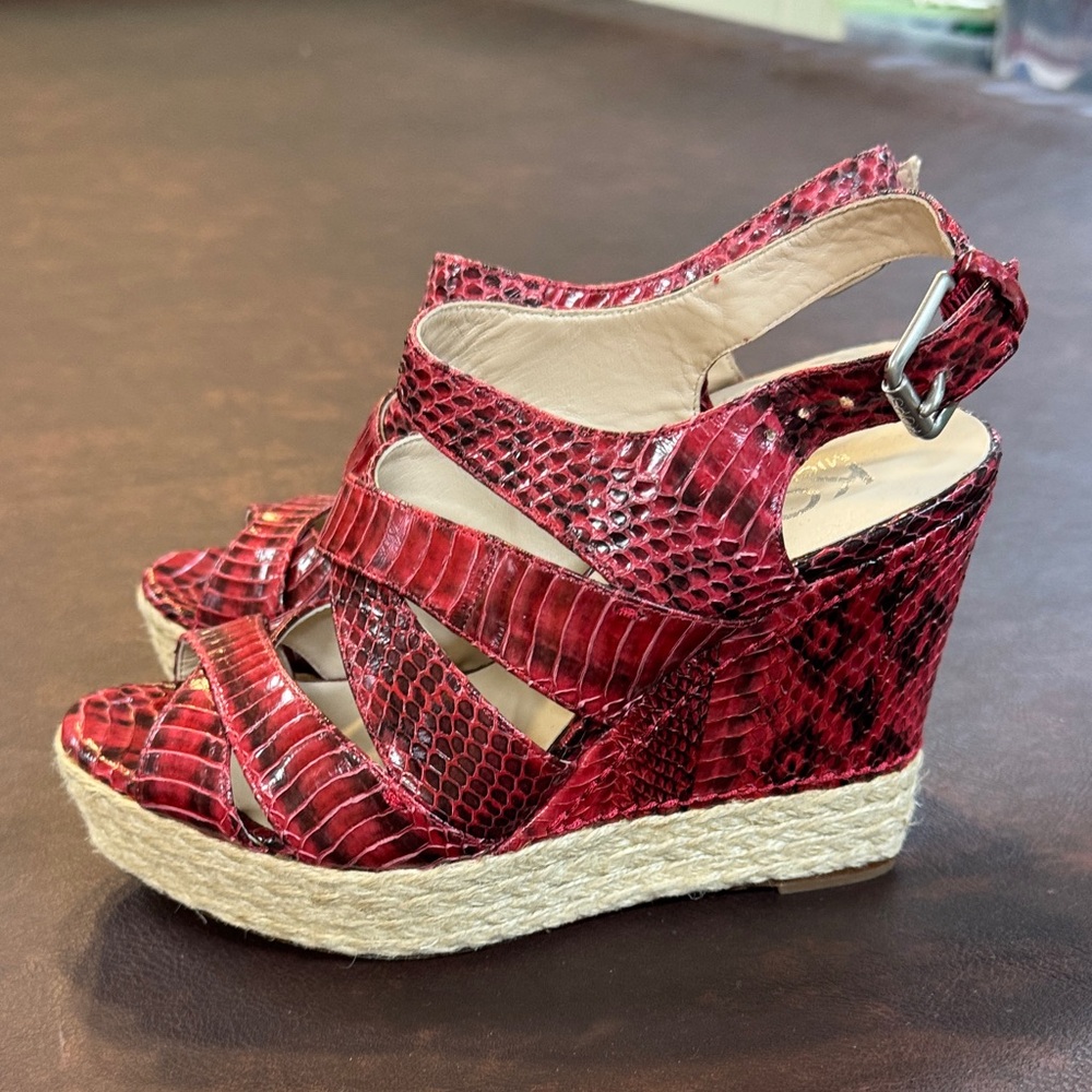 Michael Kors Red Snake Print Wedges
